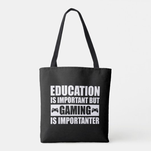 Onderwijs is belangrijk, maar games zijn belangrij tote bag (Achterkant)