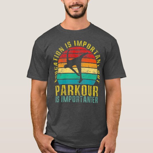 Onderwijs is belangrijk, maar Parkour is Retro T-shirt (Voorkant)