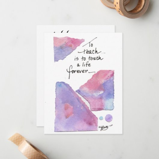 Onderwijs is een leven voor altijd aanraken met kl notitiekaartje (Voorkant / Achterkant in situ)