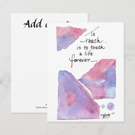 Onderwijs is een leven voor altijd aanraken met kl notitiekaartje (Voorkant / Achterkant)