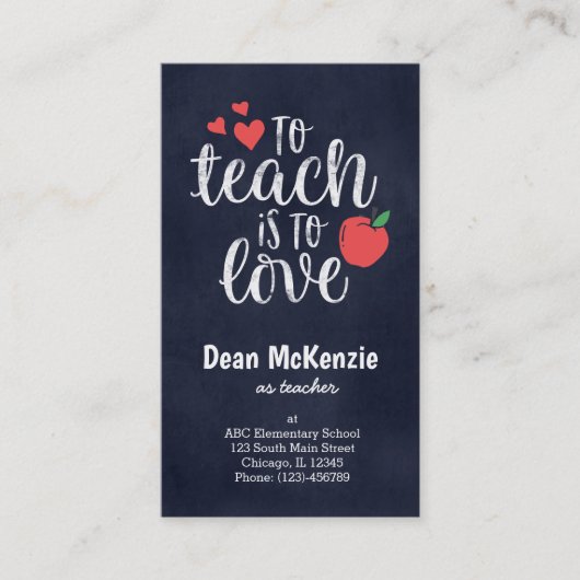 Onderwijs is liefde visitekaartje (Voorkant)