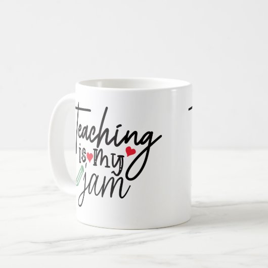 Onderwijs is mijn jam koffiemok (Voorkant links)