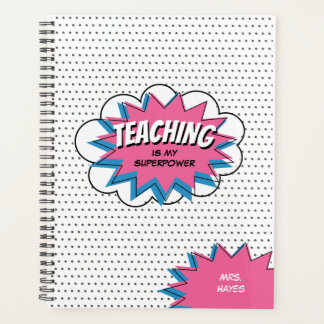 Onderwijs is mijn Superpower Blue Pink Comic Planner