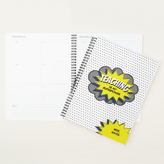 Onderwijs is mijn Superpower Blue Yellow Comic Planner (Display)