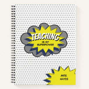 Onderwijs is mijn Superpower Hero leraar blauw gee Notitieboek