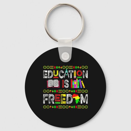 Onderwijs is Vrijheid Afrikaans Juneteenth Mannen Sleutelhanger (Voorkant)