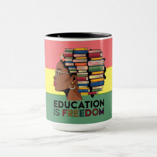 Onderwijs Is Vrijheid Afro Profielontwerp Mok