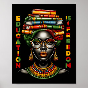 Onderwijs Is Vrijheid Black History Month Zwarte T Poster