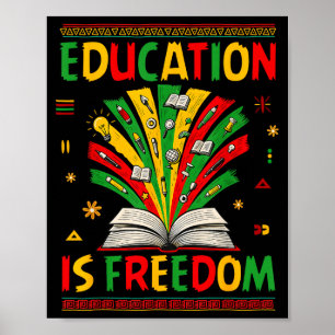 Onderwijs Is Vrijheid Boeken Liefhebber Zwarte Ges Poster