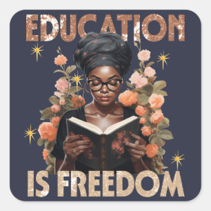 Onderwijs is vrijheid leraar boeken zwarte geschie vierkante sticker