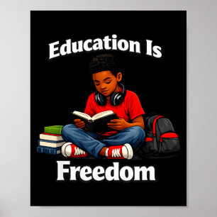 Onderwijs is vrijheid lezen ontwerp zwarte geschie poster