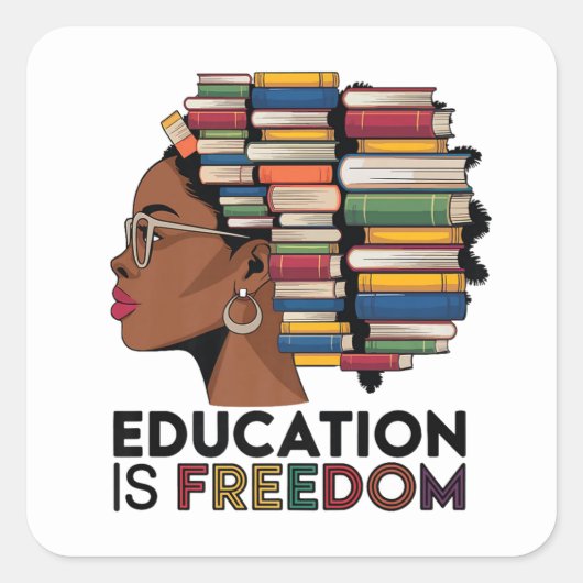 Onderwijs is vrijheid vierkante sticker (Voorkant)