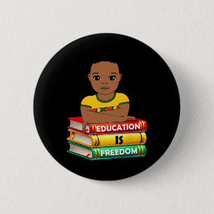Onderwijs Is Vrijheid Zwarte Geschiedenis Maand Af Ronde Button 5,7 Cm