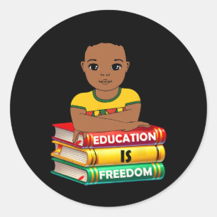 Onderwijs is Vrijheid Zwarte Geschiedenis maand Af Ronde Sticker