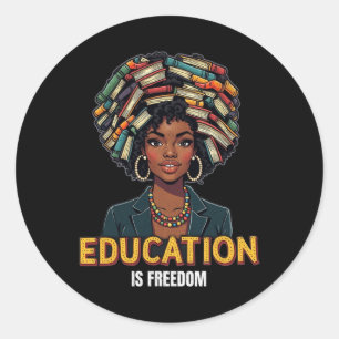 Onderwijs is Vrijheid Zwarte Geschiedenis Maand Le Ronde Sticker