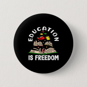 Onderwijs is vrijheid zwarte geschiedenis maand  ronde button 5,7 cm