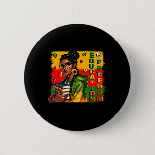 Onderwijs Is Vrijheid Zwarte Leraar Boeken Zwarte  Ronde Button 5,7 Cm
