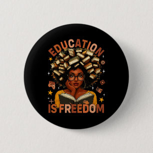 Onderwijs Is Vrijheid Zwarte Leraar Boeken Zwarte  Ronde Button 5,7 Cm