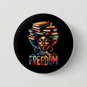 Onderwijs Is Vrijheid Zwarte Leraar Boeken Zwarte  Ronde Button 5,7 Cm