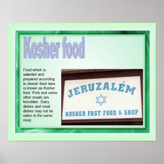 Onderwijs, jodendom, Kosher Food Poster (Voorkant)