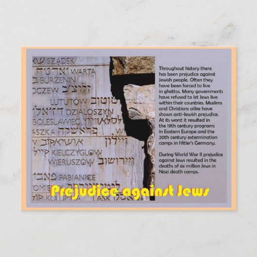 Onderwijs, jodendom, vooroordeel tegen joden briefkaart (Voorkant)