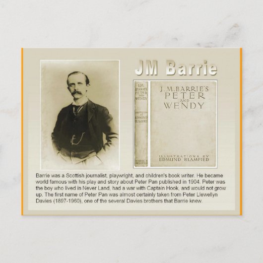 Onderwijs, literatuur, JM Barrie, Peter Pan Briefkaart (Voorkant)