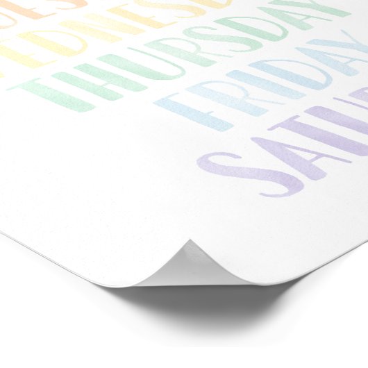 Onderwijs pasteldagen van de week poster (Hoek)