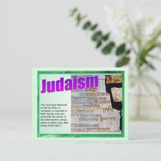 Onderwijs, Religie, Jodendom, Holocaust Memorial Briefkaart (Staand voorkant)