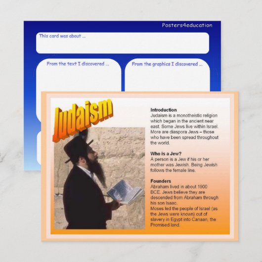 Onderwijs, religie, jodendom, inleiding briefkaart (Voorkant / Achterkant)