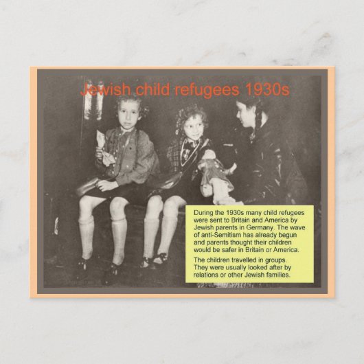 Onderwijs, religie, jodendom, joodse vluchtelingen briefkaart (Voorkant)