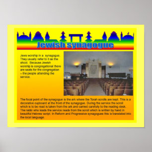 Onderwijs, religie, joodse synagoge poster
