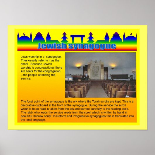 Onderwijs, religie, joodse synagoge poster (Voorkant)