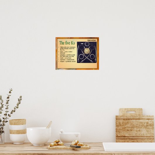 Onderwijs, religie, Sikhisme, de Vijf Ks Poster (Keuken)