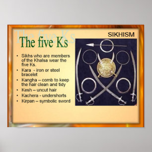 Onderwijs, religie, Sikhisme, de Vijf Ks Poster