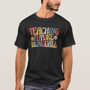 Onderwijs Toekomstige Tweetaligen Retro Groovy Ter T-shirt