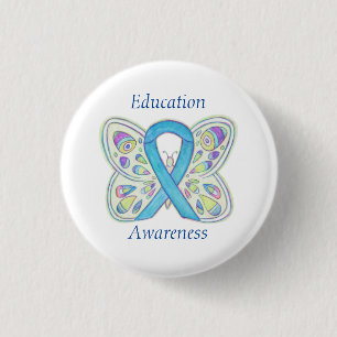 Onderwijs Vlinder Bewustzijnslint Kunst Speld Ronde Button 3,2 Cm