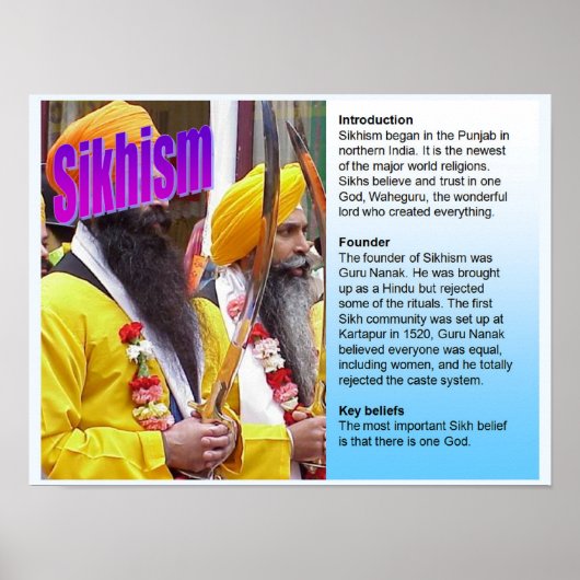 Onderwijs, Wereldreligies, Sikhism-feitendossier Poster (Voorkant)