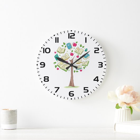 Onderwijsboom van kennis met boeken grote klok