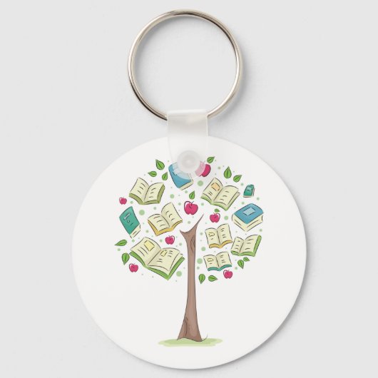 Onderwijsboom van kennis met boeken sleutelhanger (Voorkant)