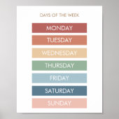 Onderwijsdagen van de week | Poster Homeschool (Voorkant)