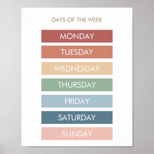 Onderwijsdagen van de week | Poster Homeschool (Voorkant)