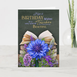 Onderwijskaart Met Schoolbord Boeken En Bloemen Kaart