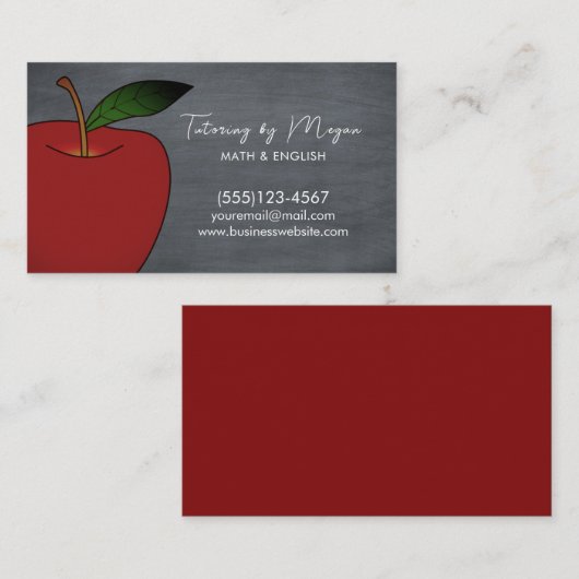 Onderwijsleraar Apple Chalkboard Visitekaartje (Voorkant / Achterkant)