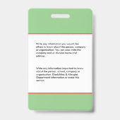 Onderwijsleraar Werknemer Fotonaam ID Badge (Achterkant)