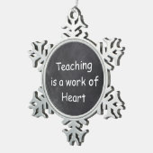 Onderwijswerk — Heart Chalkboard Design Cadeauidee Tin Sneeuwvlok Ornament (Rechts)