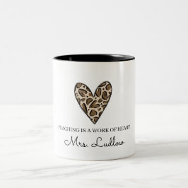 Onderwijswerk van Heart Custom Teacher Appreciatio Tweekleurige Koffiemok