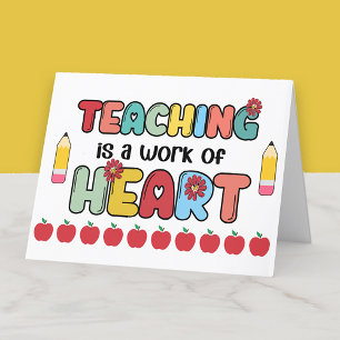 Onderwijswerk van Heart Teacher Appreciation Bedankkaart