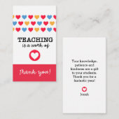 "Onderwijzen is een werk van het hart" Leraar Dank Notitiekaartje (Voorkant / Achterkant)