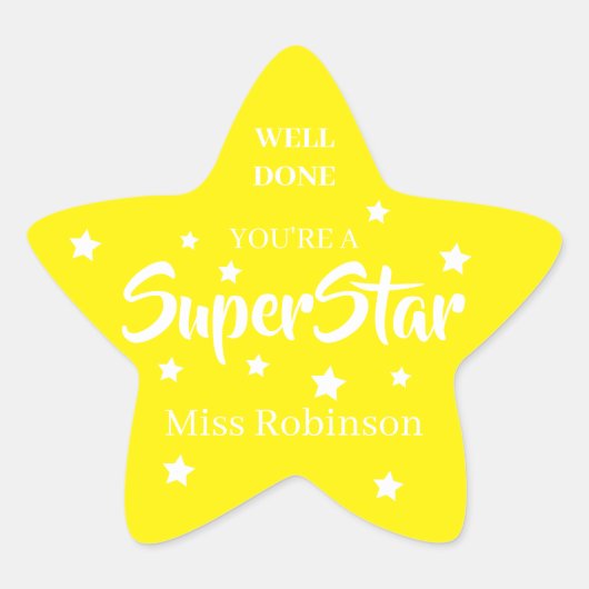 onderwijzer | Goed gedaan je bent een super ster Ster Sticker (Voorkant)
