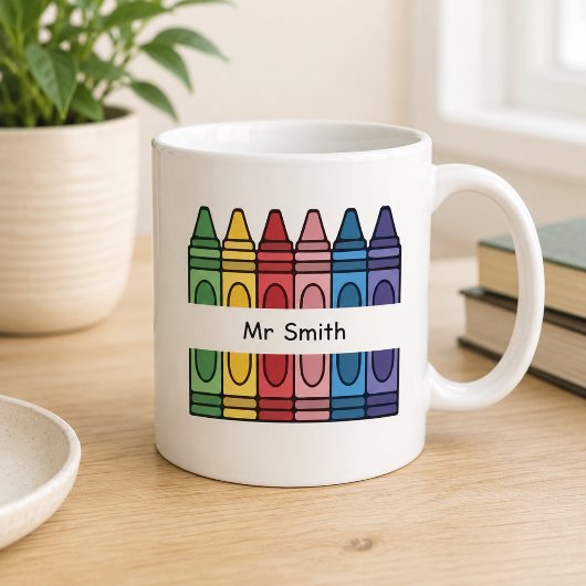 Onderwijzer Kleurrijke Potlood Doos Gesplitste Naa Koffiemok